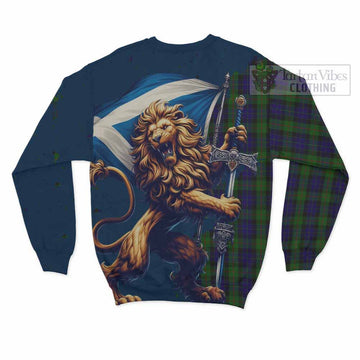 Tartan Vibes Clothing Gunn Tartan Family Crest Sweatshirt with Scottish Majestic Lion
