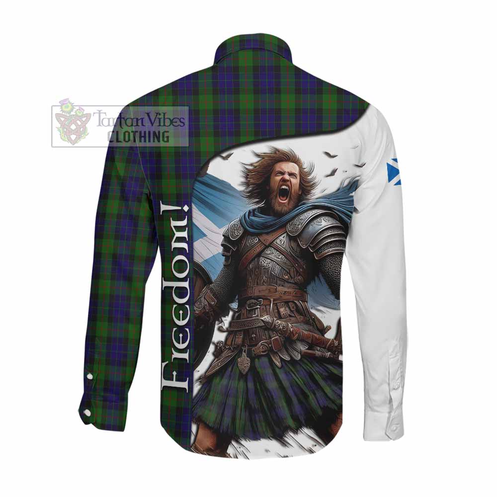 Tartan Vibes Clothing Gunn Crest Tartan Long Sleeve Button Shirt Inspired by the Freedom of Scottish Warrior