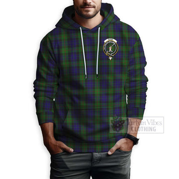Gunn Tartan Hoodie with Family Crest and Bearded Skull Holding Bottles of Whiskey