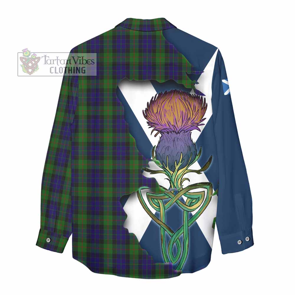 Tartan Vibes Clothing Gunn Tartan Family Crest Women's Casual Shirt Scottish Thistle Celtic Inspired