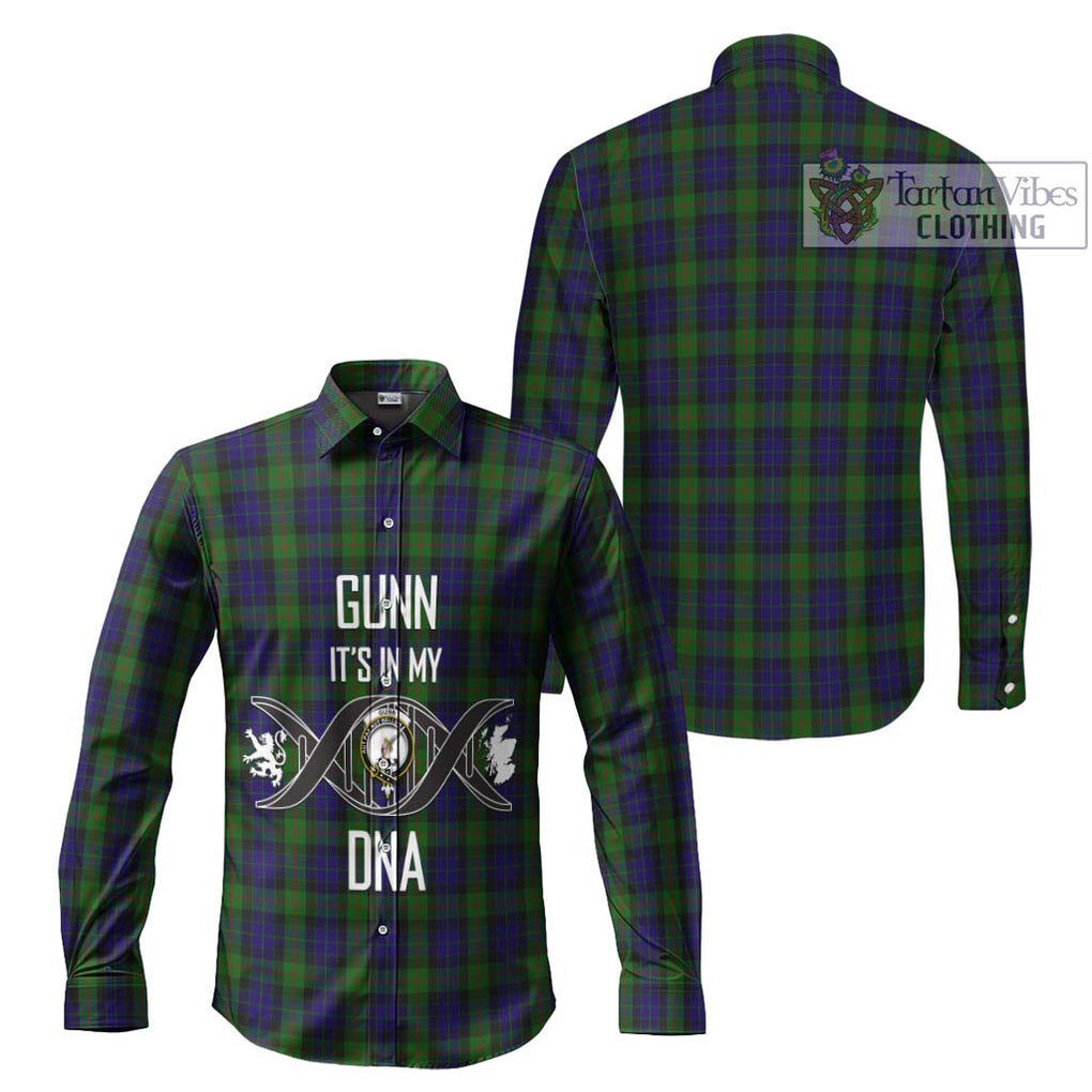 Gunn Tartan Long Sleeve Button Shirt with Family Crest DNA In Me Style Men's Shirt - Tartanvibesclothing Shop