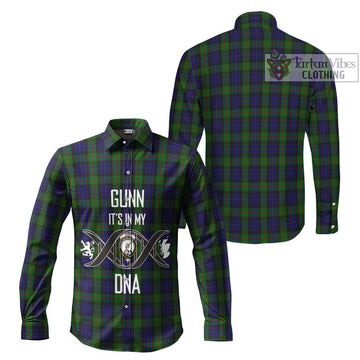 Gunn Tartan Long Sleeve Button Shirt with Family Crest DNA In Me Style Men's Shirt - Tartanvibesclothing Shop