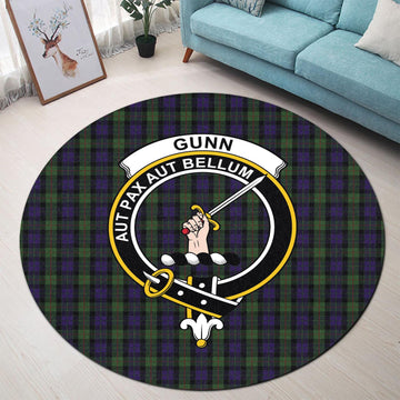 gunn-tartan-round-rug-with-family-crest