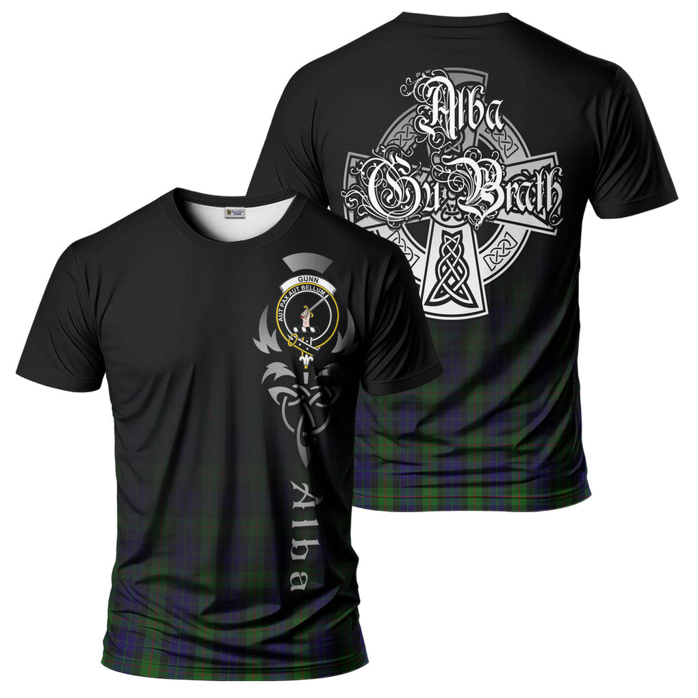 Tartan Vibes Clothing Gunn Tartan T-Shirt Featuring Alba Gu Brath Family Crest Celtic Inspired