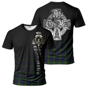 Tartan Vibes Clothing Gunn Tartan T-Shirt Featuring Alba Gu Brath Family Crest Celtic Inspired