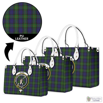 Gunn Tartan Luxury Leather Handbags with Family Crest