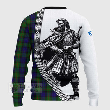 Tartan Vibes Clothing Gunn Tartan Clan Crest Knitted Sweater with Highlander Warrior Celtic Style