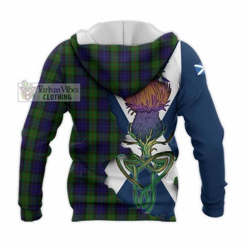 Gunn Tartan Family Crest Knitted Hoodie Scottish Thistle Celtic Inspired