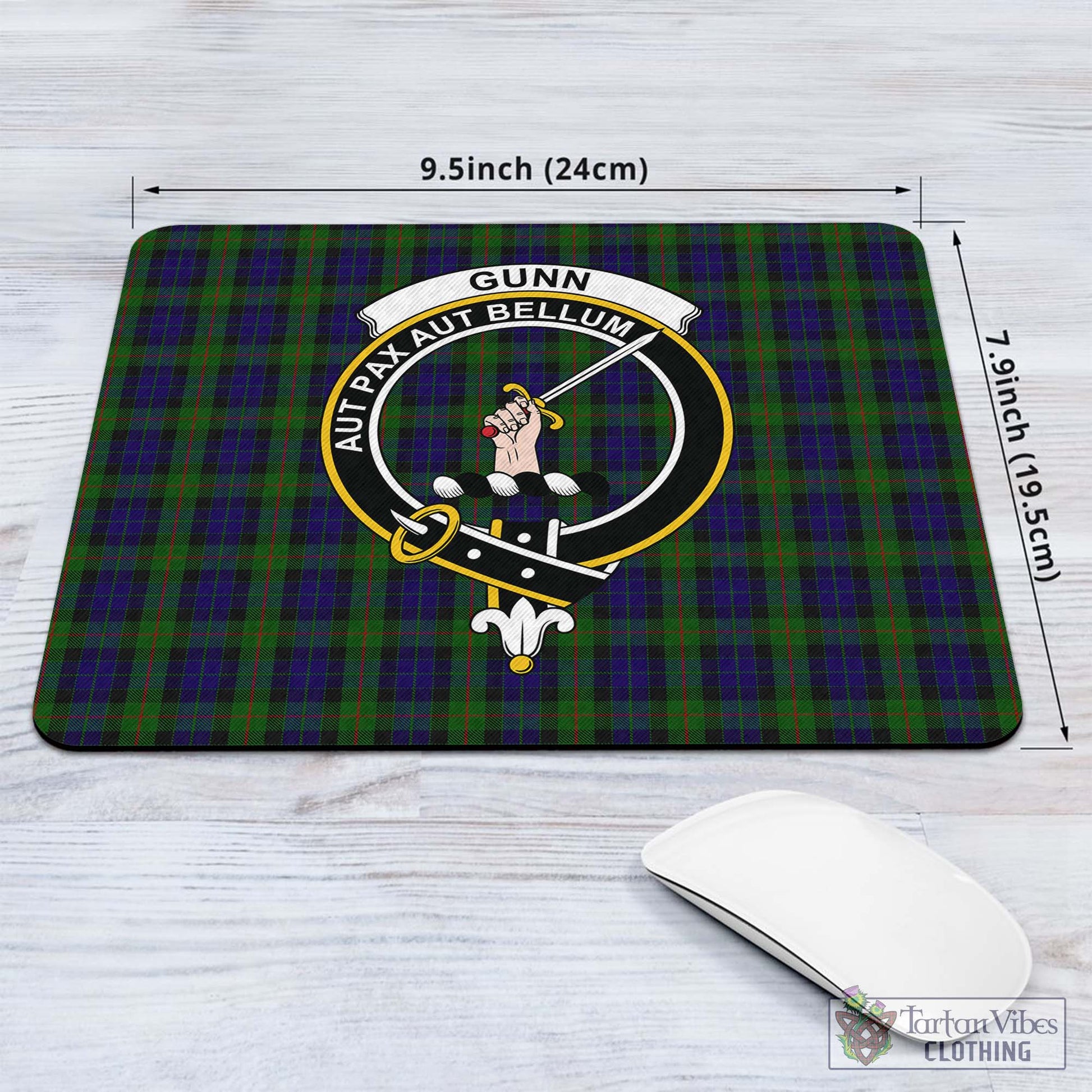 Tartan Vibes Clothing Gunn Tartan Mouse Pad with Family Crest