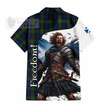 Tartan Vibes Clothing Gunn Crest Tartan Short Sleeve Button Shirt Inspired by the Freedom of Scottish Warrior