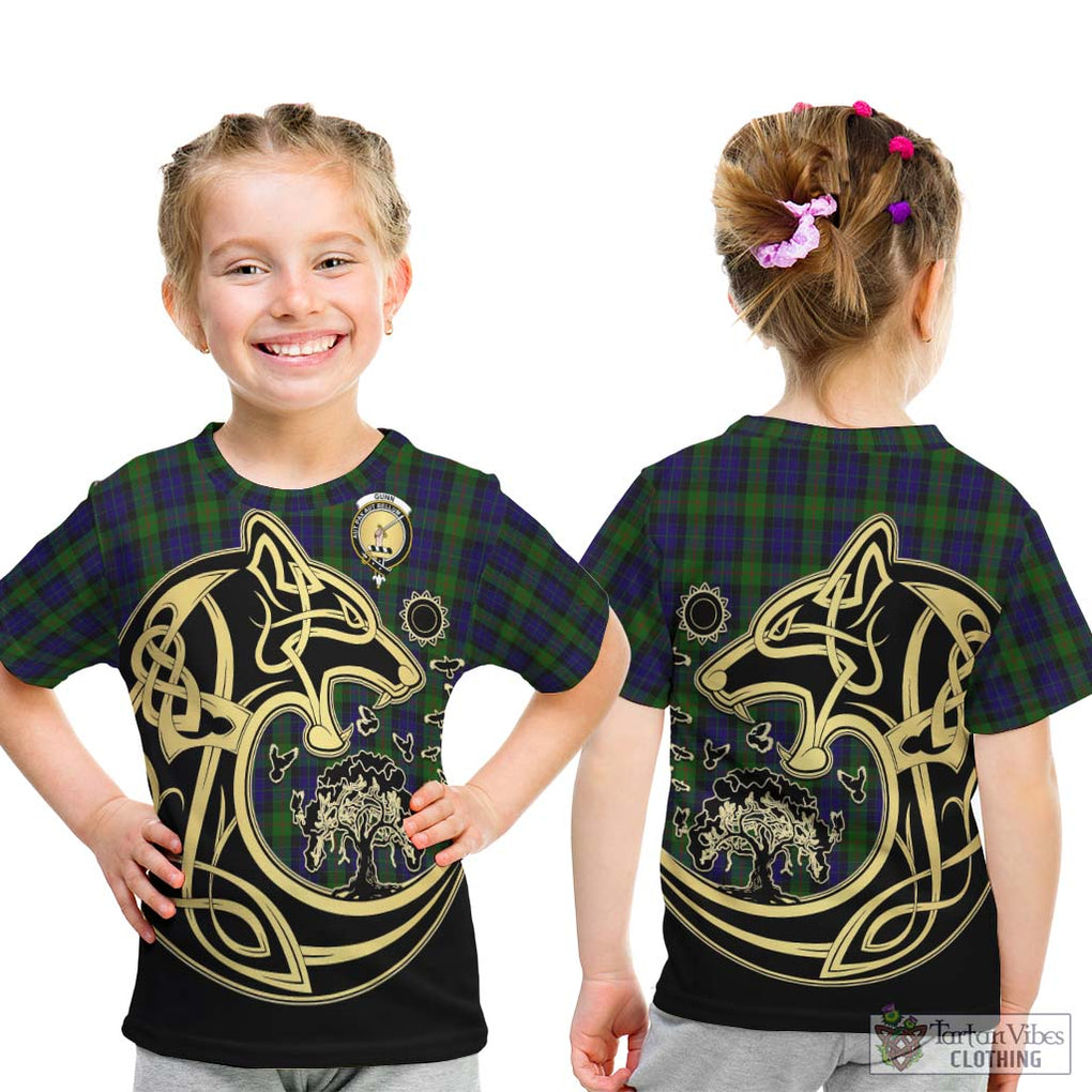 Gunn Tartan Kid T-Shirt with Family Crest Celtic Wolf Style - Tartan Vibes Clothing
