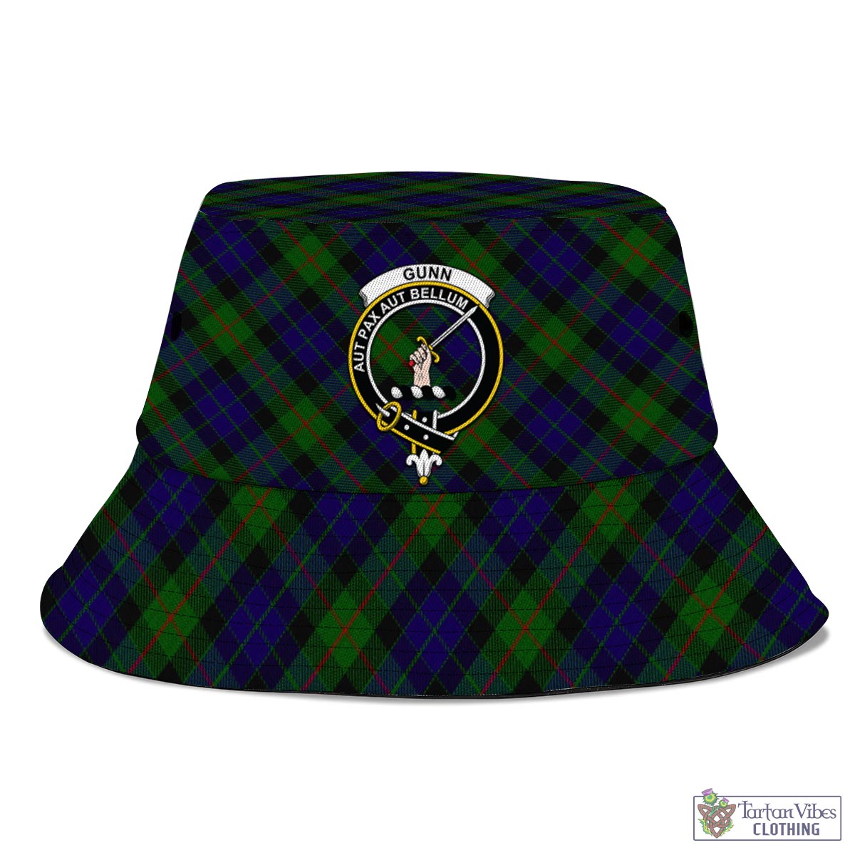 Tartan Vibes Clothing Gunn Tartan Bucket Hat with Family Crest