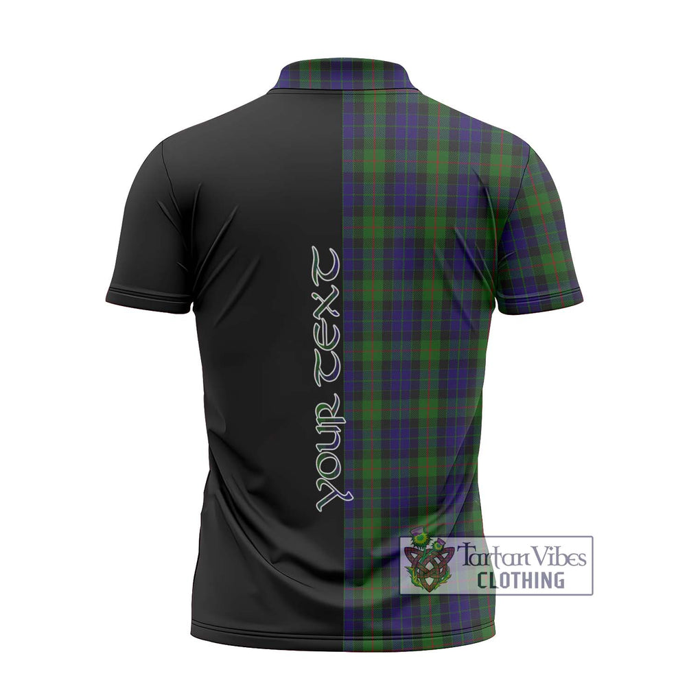 Gunn Tartan Zipper Polo Shirt with Family Crest and Half Of Me Style - Tartanvibesclothing Shop