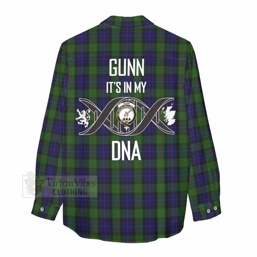 Tartan Vibes Clothing Gunn Tartan Women's Casual Shirt with Family Crest DNA In Me Style