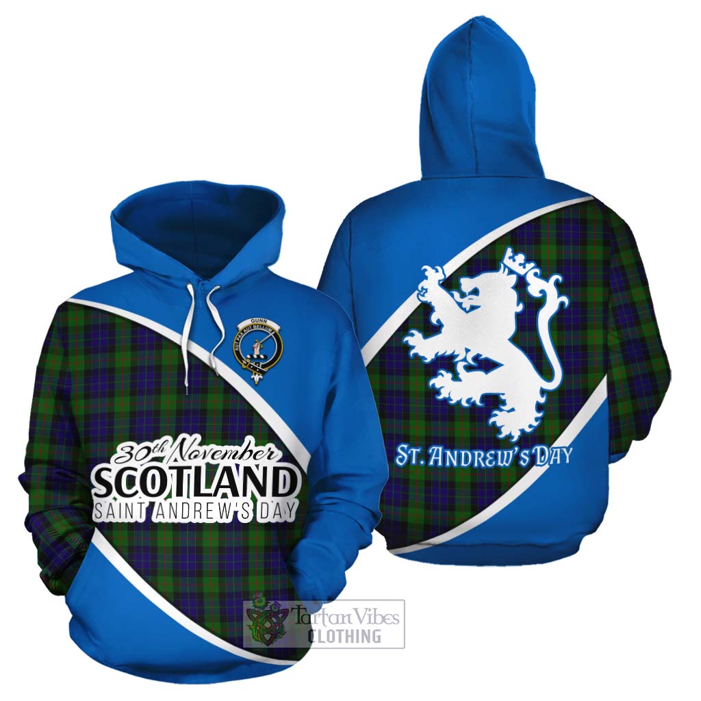 Tartan Vibes Clothing Gunn Family Crest Tartan Cotton Hoodie Celebrate Saint Andrew's Day in Style