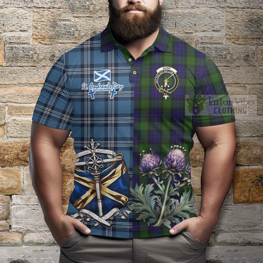Tartan Vibes Clothing Gunn Tartan Polo Shirt Happy St. Andrew's Day Half Tartan Style