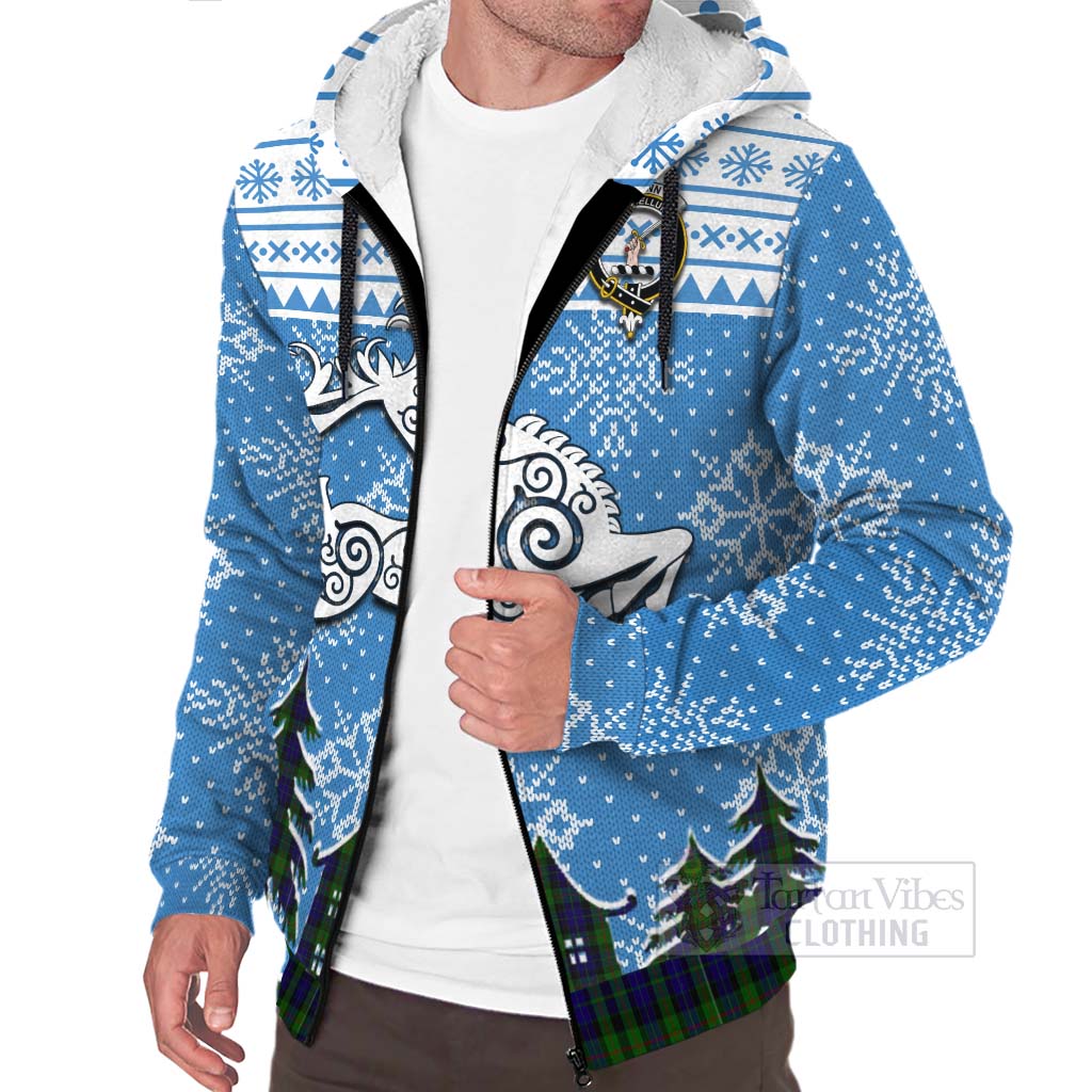 Tartan Vibes Clothing Gunn Clan Christmas Sherpa Hoodie Celtic Reindeer Style