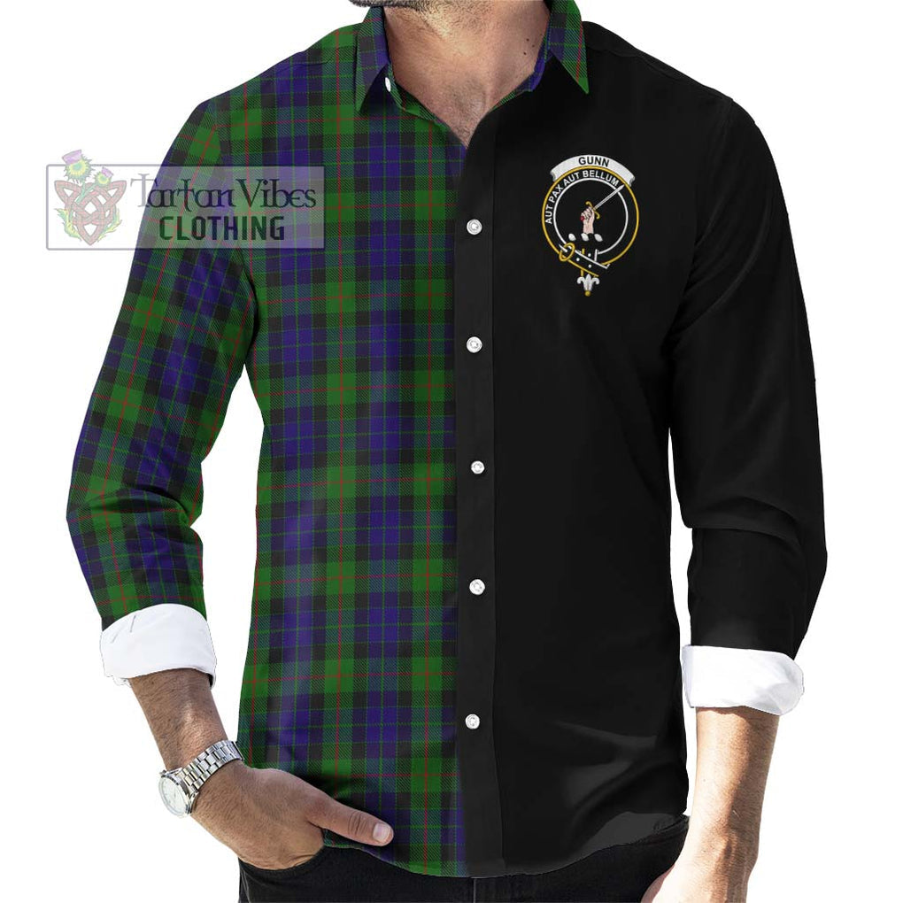 Gunn Tartan Long Sleeve Button Shirt with Family Crest and Half Of Me Style - Tartanvibesclothing Shop
