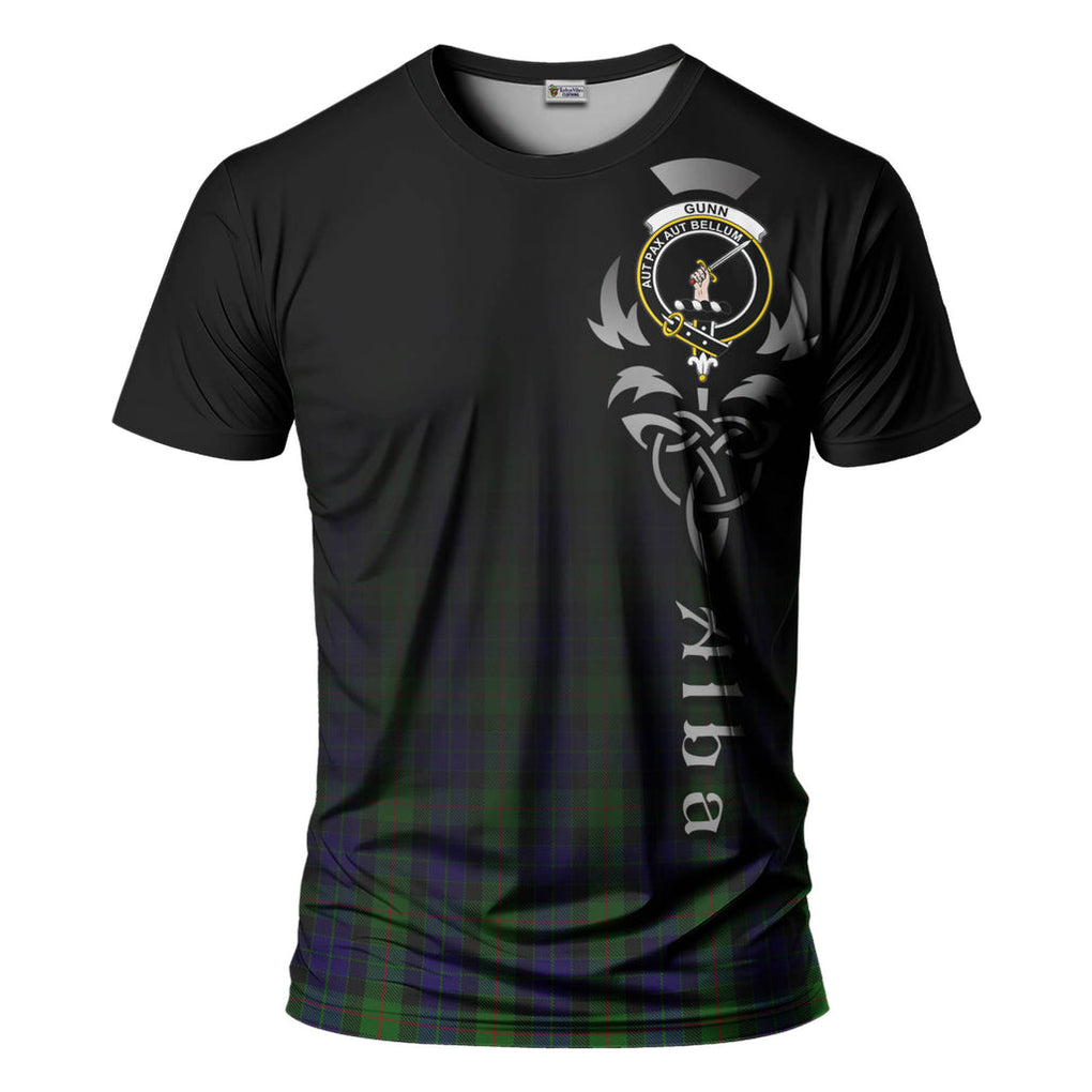 Tartan Vibes Clothing Gunn Tartan T-Shirt Featuring Alba Gu Brath Family Crest Celtic Inspired