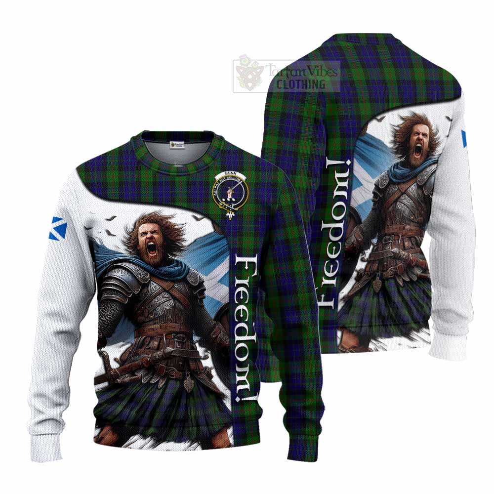 Tartan Vibes Clothing Gunn Crest Tartan Knitted Sweater Inspired by the Freedom of Scottish Warrior