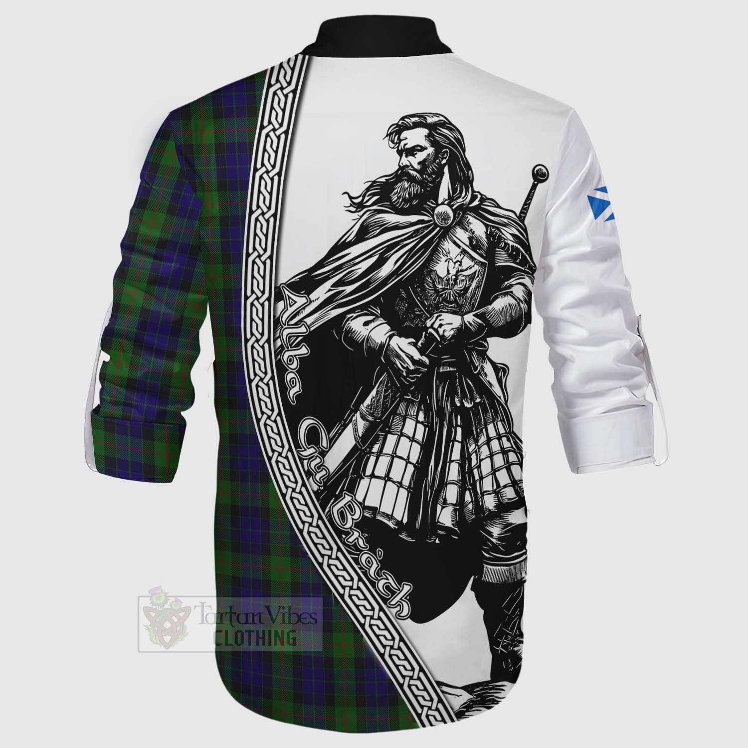 Tartan Vibes Clothing Gunn Tartan Clan Crest Ghillie Kilt Shirt with Highlander Warrior Celtic Style