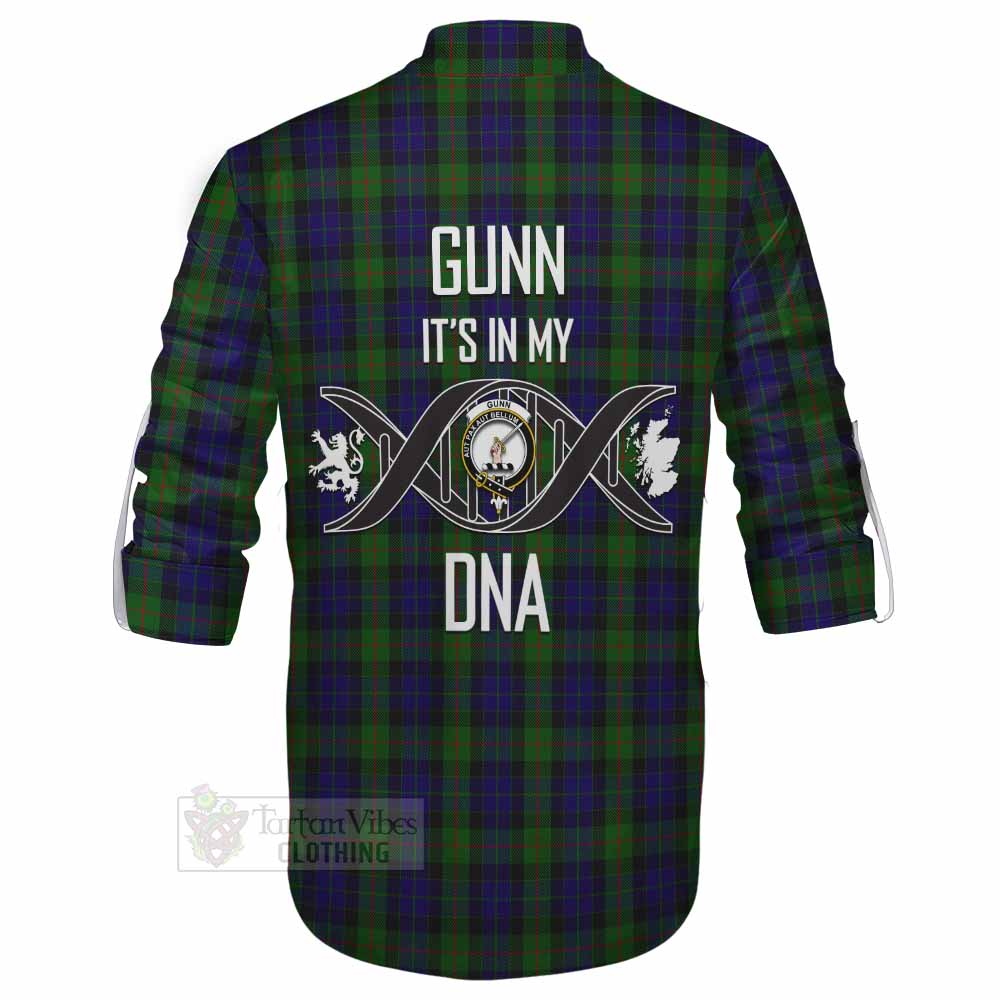 Tartan Vibes Clothing Gunn Tartan Ghillie Kilt Shirt with Family Crest DNA In Me Style