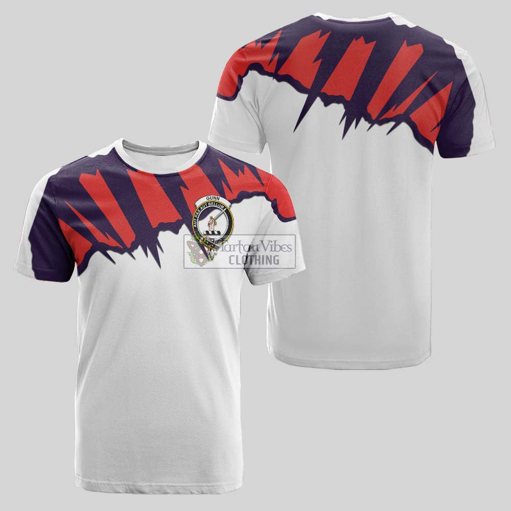 Tartan Vibes Clothing Gunn Clan Crest Cotton T-shirt with Retro Sport Style