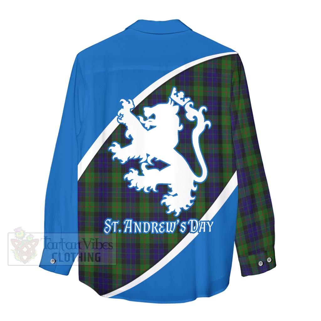 Tartan Vibes Clothing Gunn Family Crest Tartan Women's Casual Shirt Celebrate Saint Andrew's Day in Style