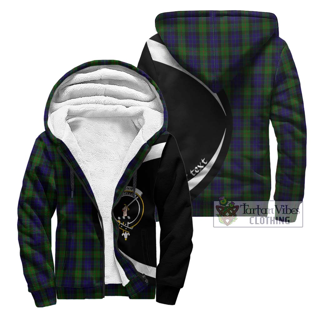 Gunn Tartan Sherpa Hoodie with Family Crest Circle Style Unisex - Tartan Vibes Clothing