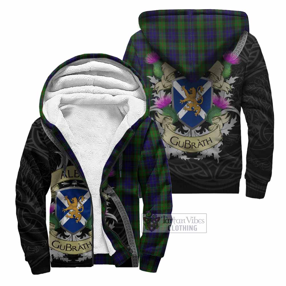 Tartan Vibes Clothing Gunn Tartan Family Crest Sherpa Hoodie Lion Rampant Royal Thistle Shield Celtic Inspired