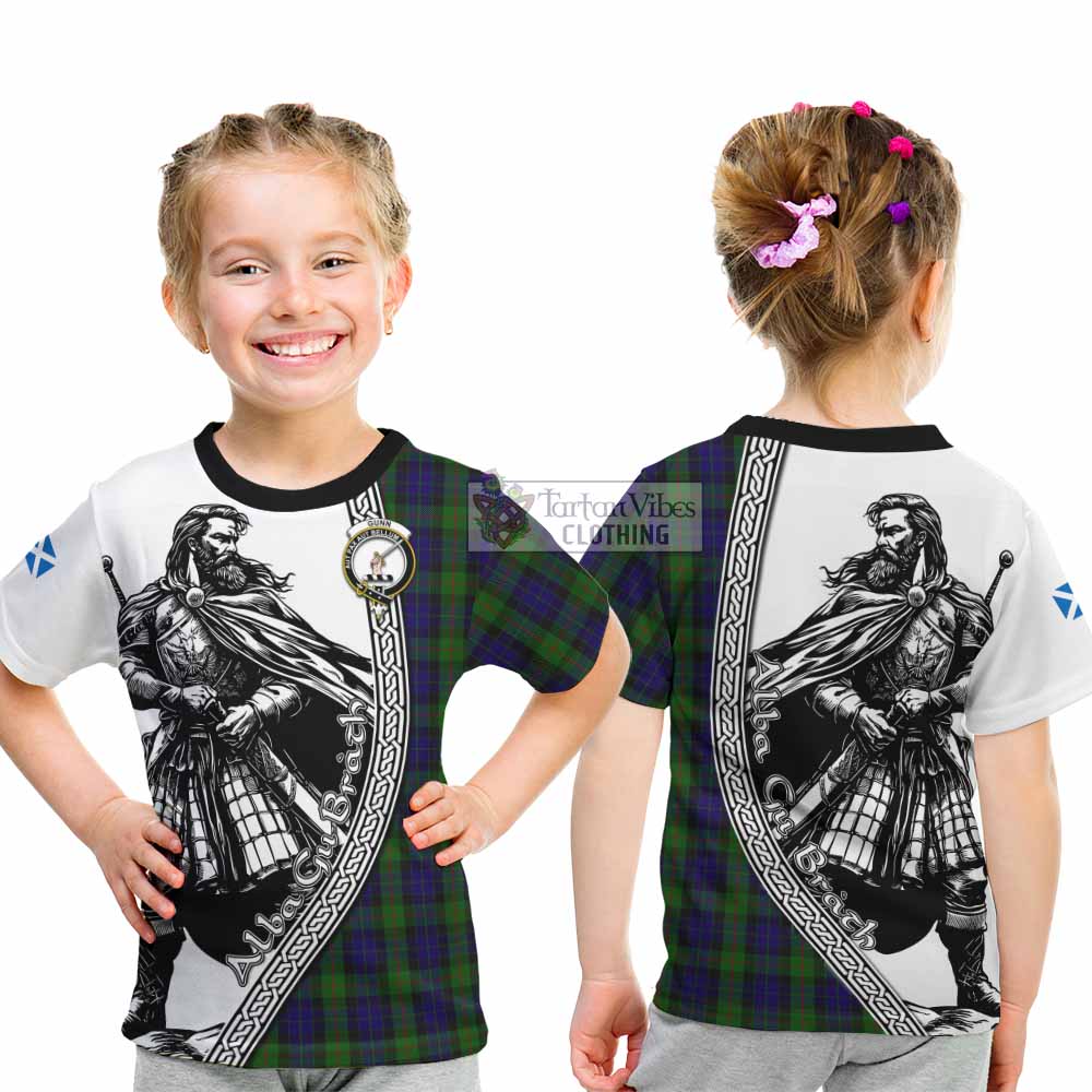 Gunn Tartan Clan Crest Kid T-Shirt with Highlander Warrior Celtic Style