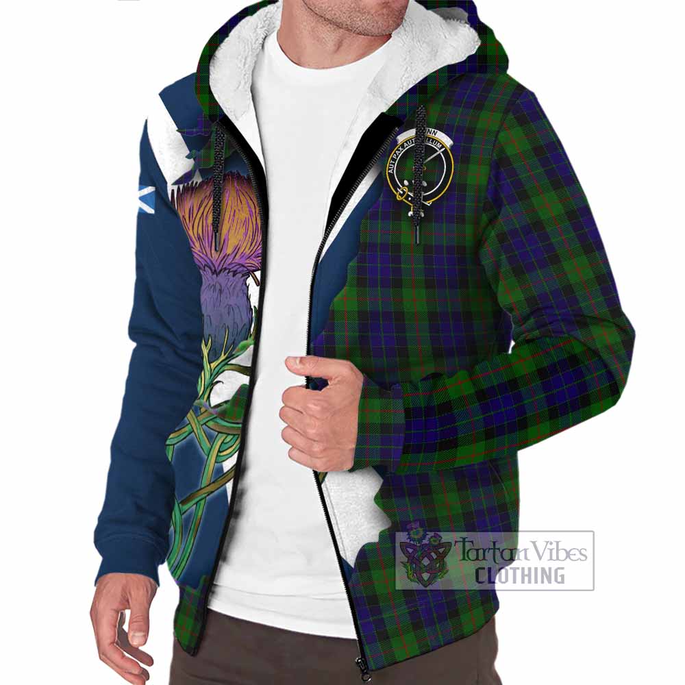 Tartan Vibes Clothing Gunn Tartan Family Crest Sherpa Hoodie Scottish Thistle Celtic Inspired