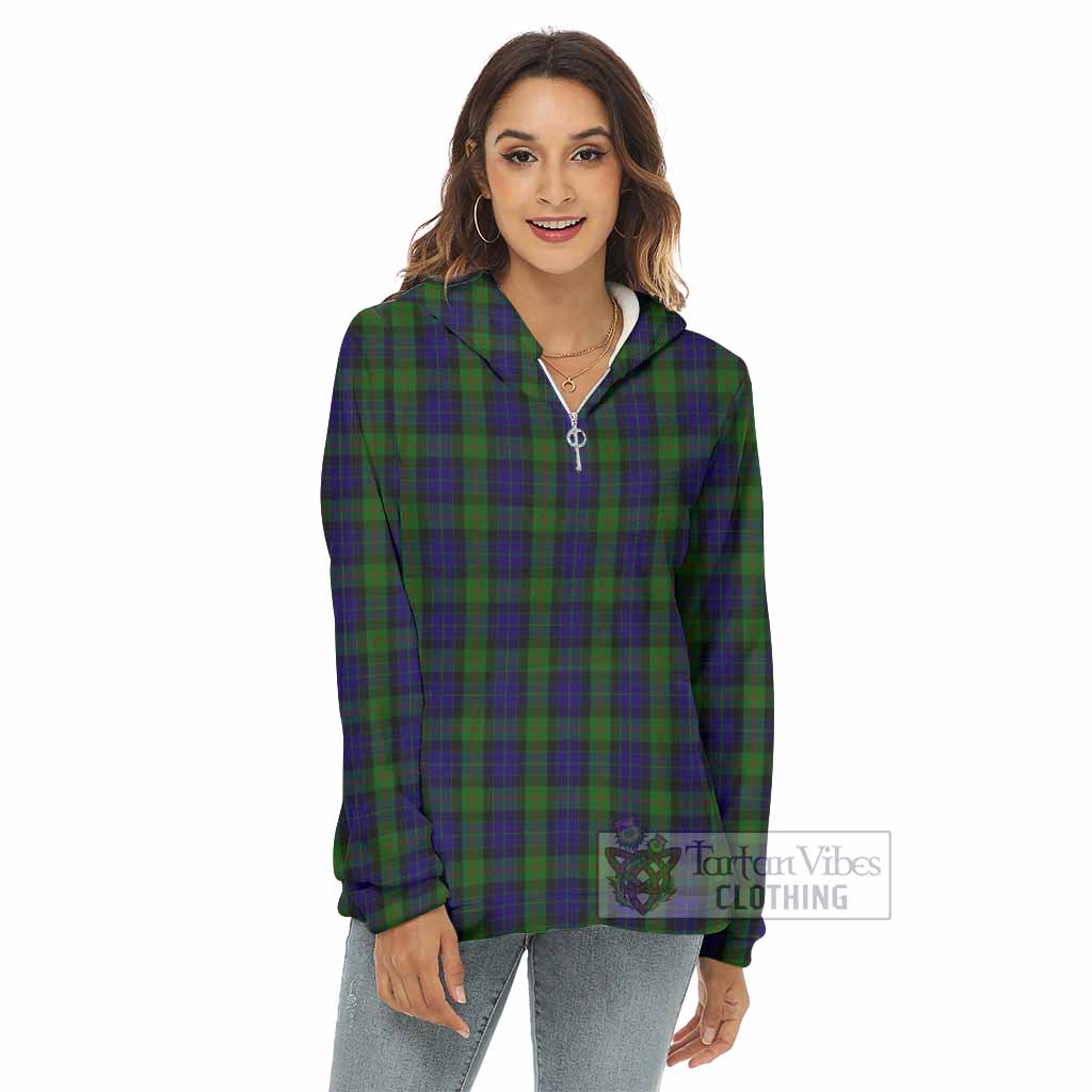 Tartan Vibes Clothing Gunn Tartan Women's Borg  Half Zip Fleece Hoodie
