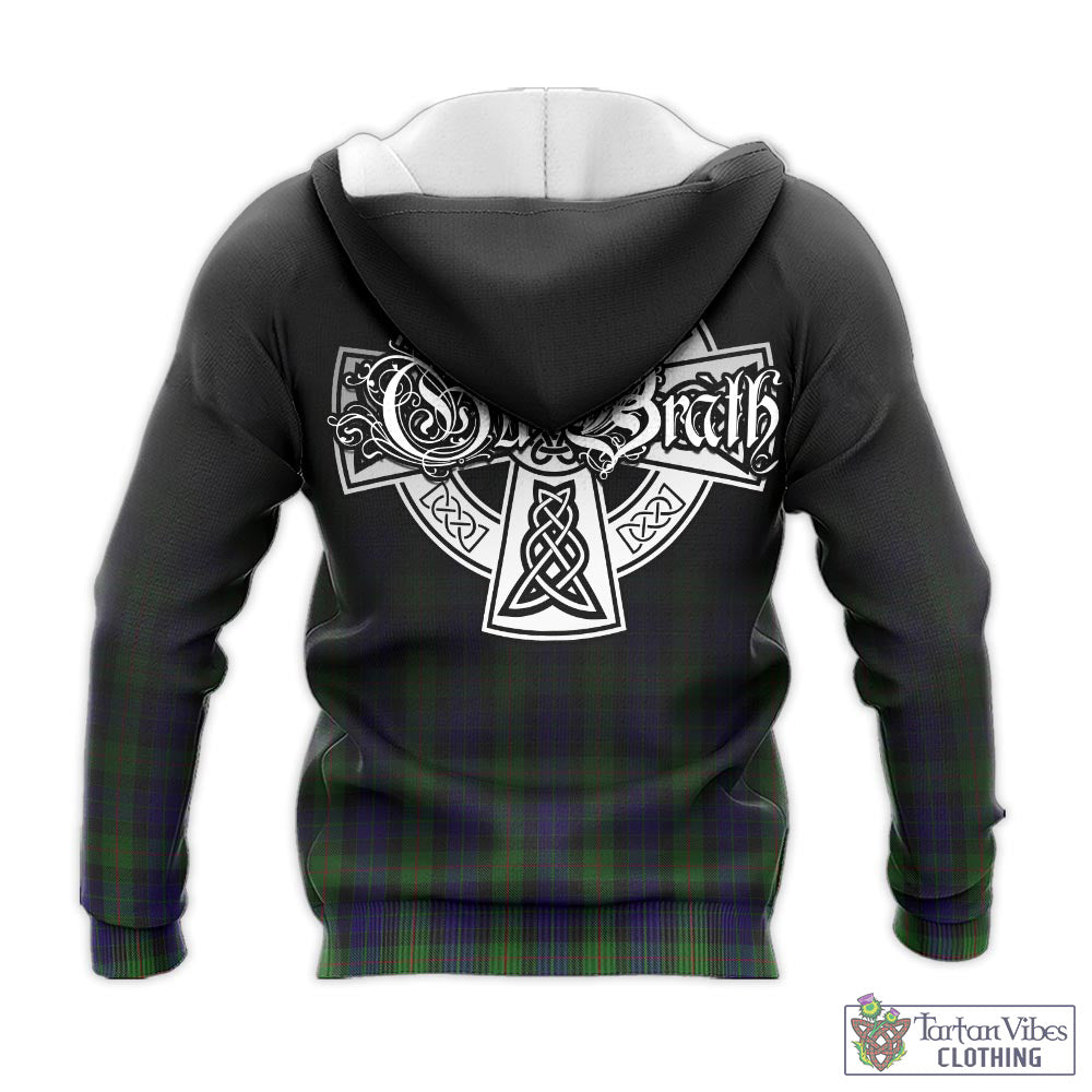 Tartan Vibes Clothing Gunn Tartan Knitted Hoodie Featuring Alba Gu Brath Family Crest Celtic Inspired