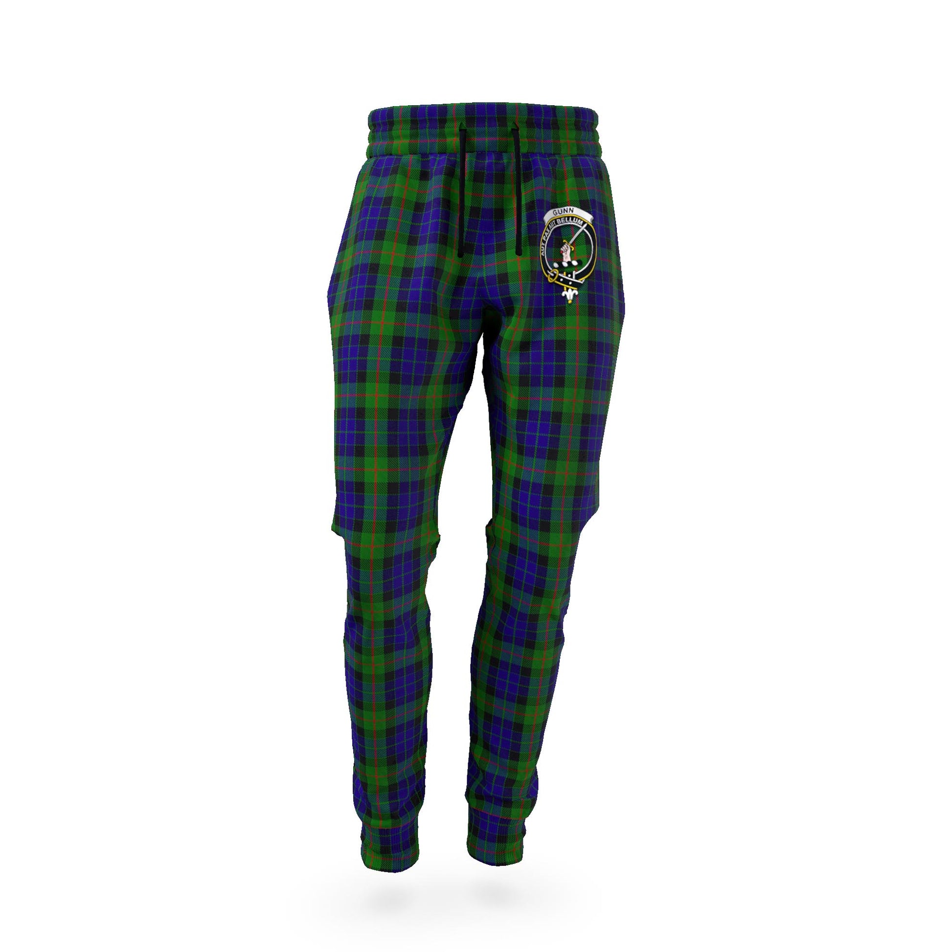 Gunn Tartan Joggers Pants with Family Crest - Tartan Vibes Clothing