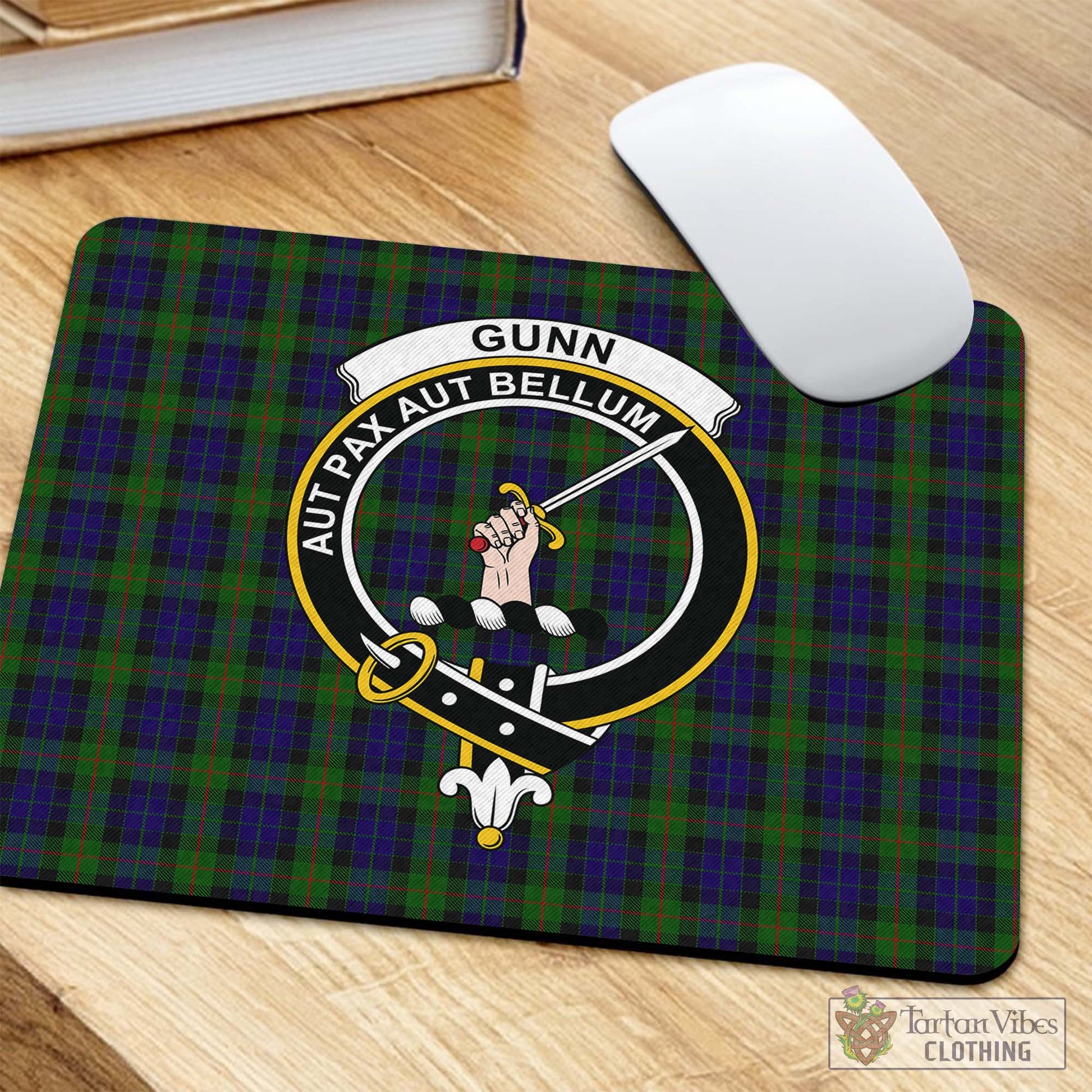 Tartan Vibes Clothing Gunn Tartan Mouse Pad with Family Crest
