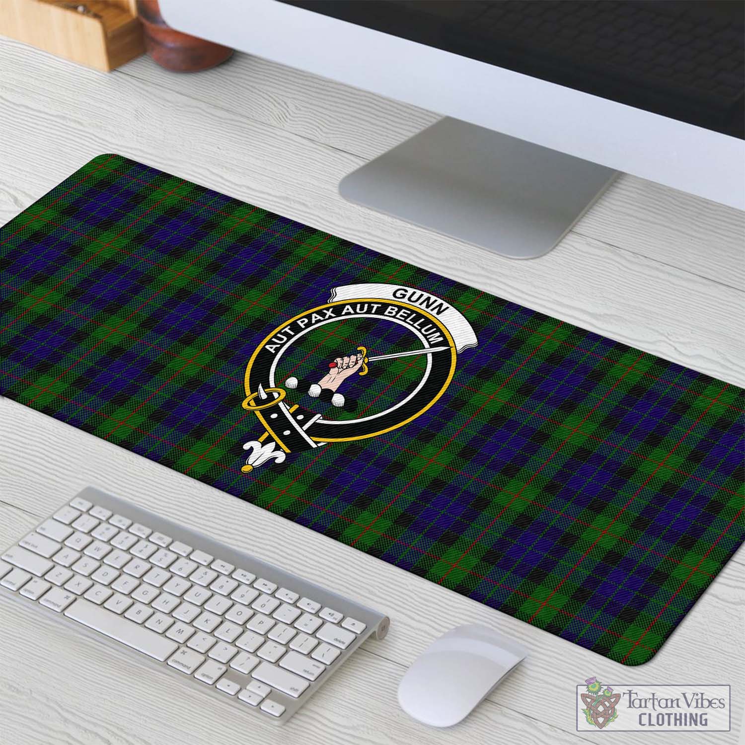 Tartan Vibes Clothing Gunn Tartan Mouse Pad with Family Crest