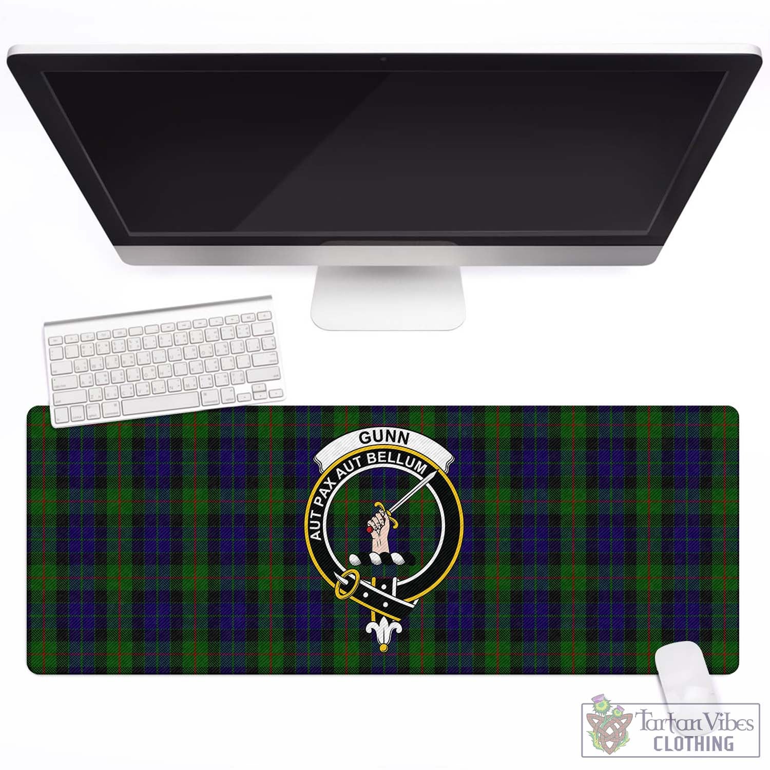 Tartan Vibes Clothing Gunn Tartan Mouse Pad with Family Crest