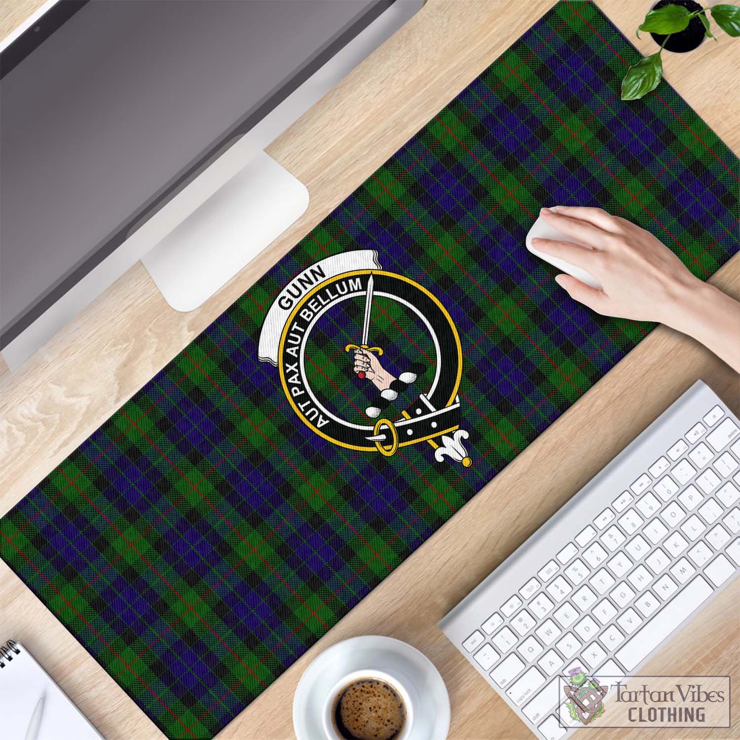 Tartan Vibes Clothing Gunn Tartan Mouse Pad with Family Crest