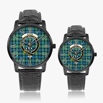 Gunn Ancient Tartan Family Crest Leather Strap Quartz Watch