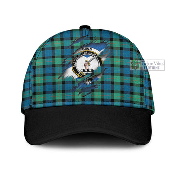 Gunn Ancient Tartan Classic Cap with Family Crest In Me Style
