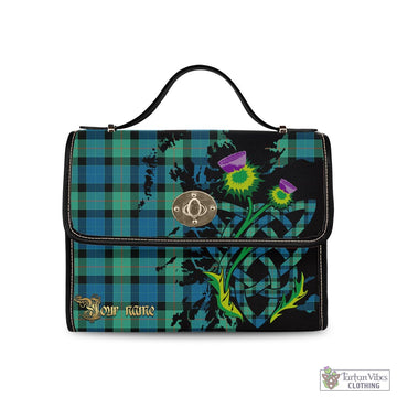 Gunn Ancient Tartan Waterproof Canvas Bag with Scotland Map and Thistle Celtic Accents