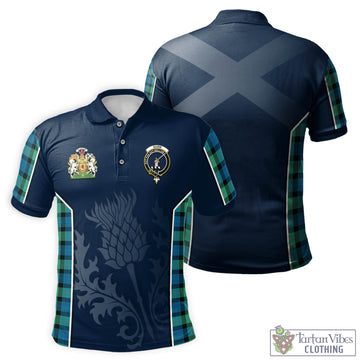 Tartan Vibes Clothing Gunn Ancient Tartan Men's Polo Shirt with Family Crest and Scottish Thistle Vibes Sport Style