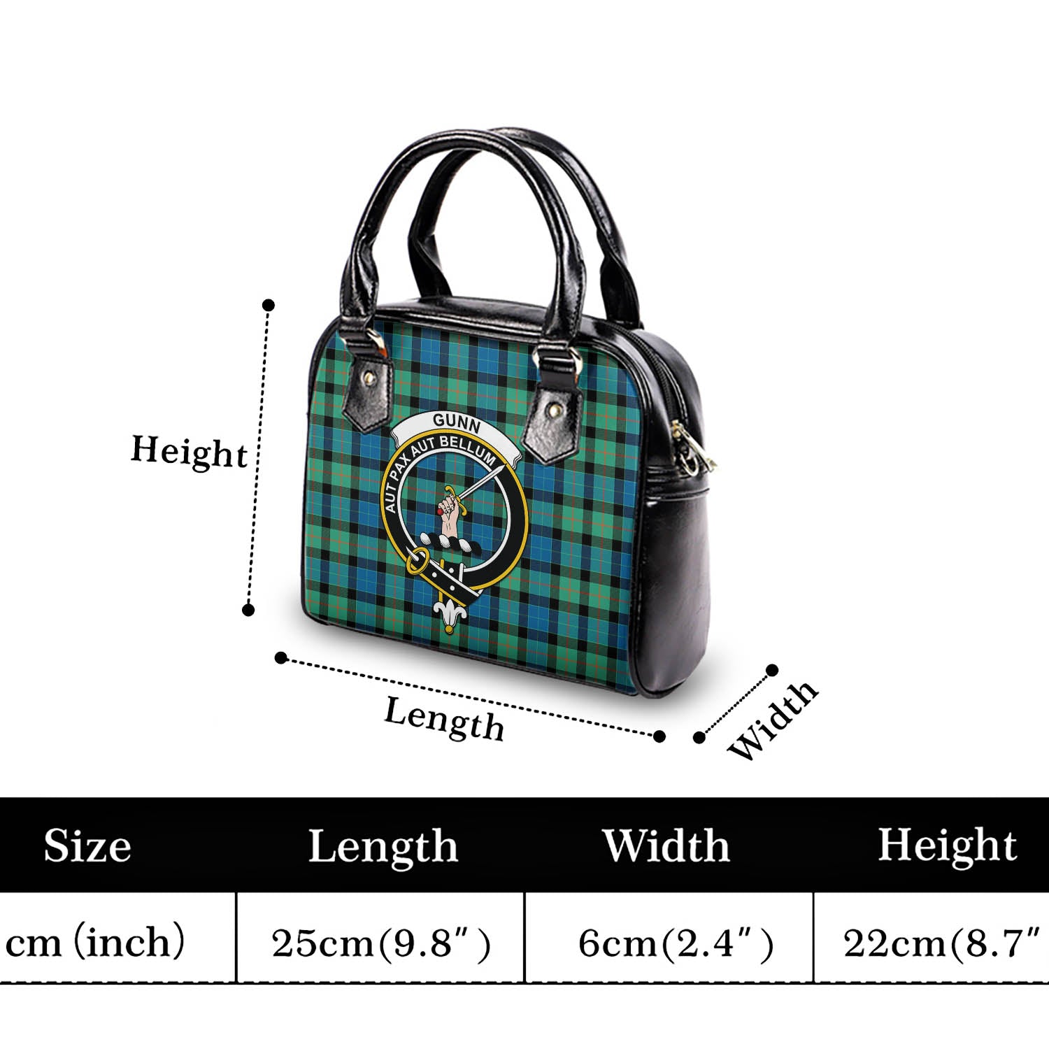 Gunn Ancient Tartan Shoulder Handbags with Family Crest - Tartanvibesclothing