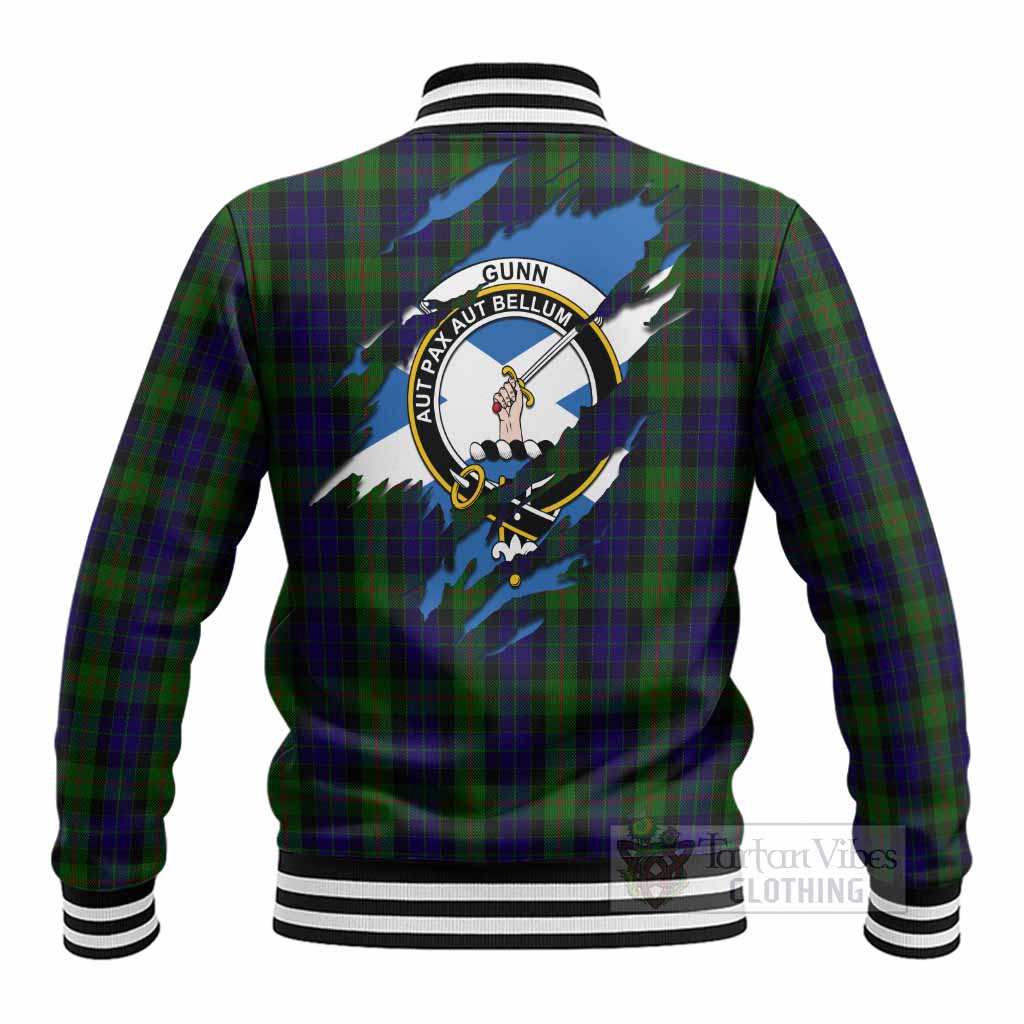 Gunn Clan Crest In Me Tartan Baseball Jacket Scotland Flag Style