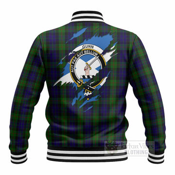 Gunn Clan Crest In Me Tartan Baseball Jacket Scotland Flag Style