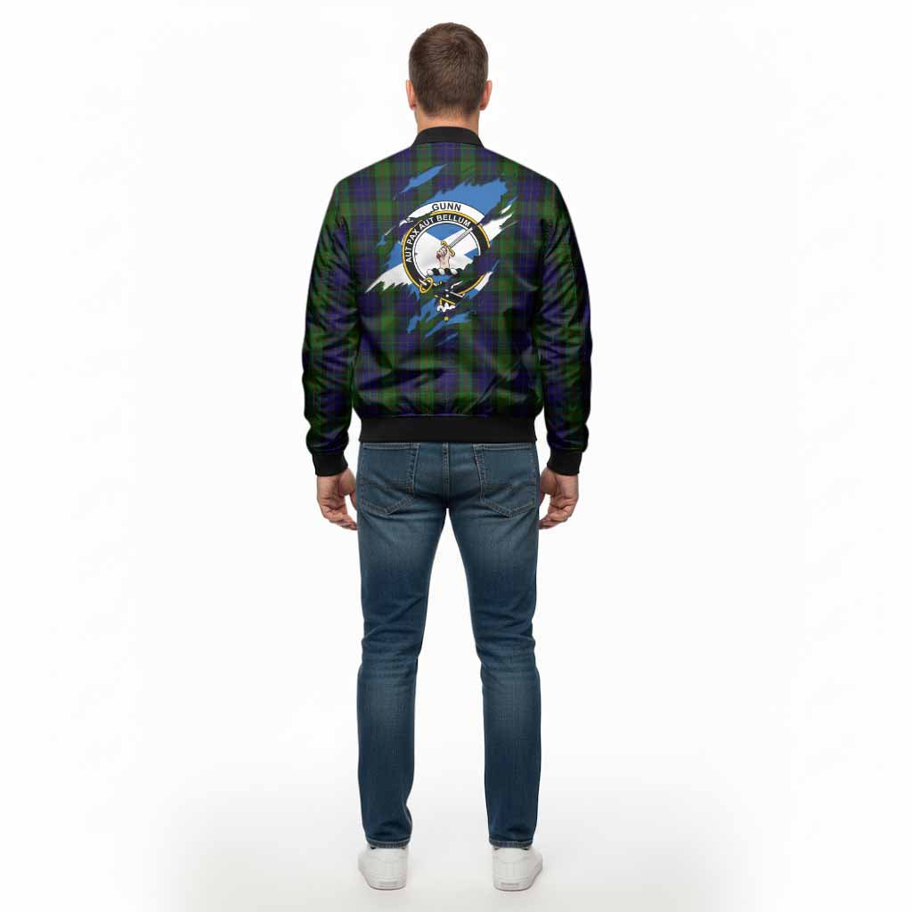 Gunn Clan Crest In Me Tartan Bomber Jacket Scotland Flag Style