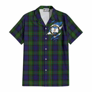 Gunn Clan Crest In Me Tartan Cotton Hawaiian Shirt Scotland Flag Style