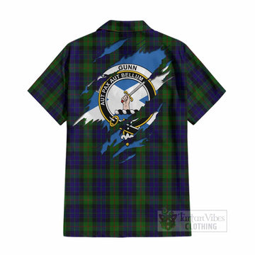 Gunn Clan Crest In Me Tartan Cotton Hawaiian Shirt Scotland Flag Style