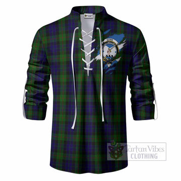 Gunn Clan Crest In Me Tartan Ghillie Shirt Scotland Flag Style